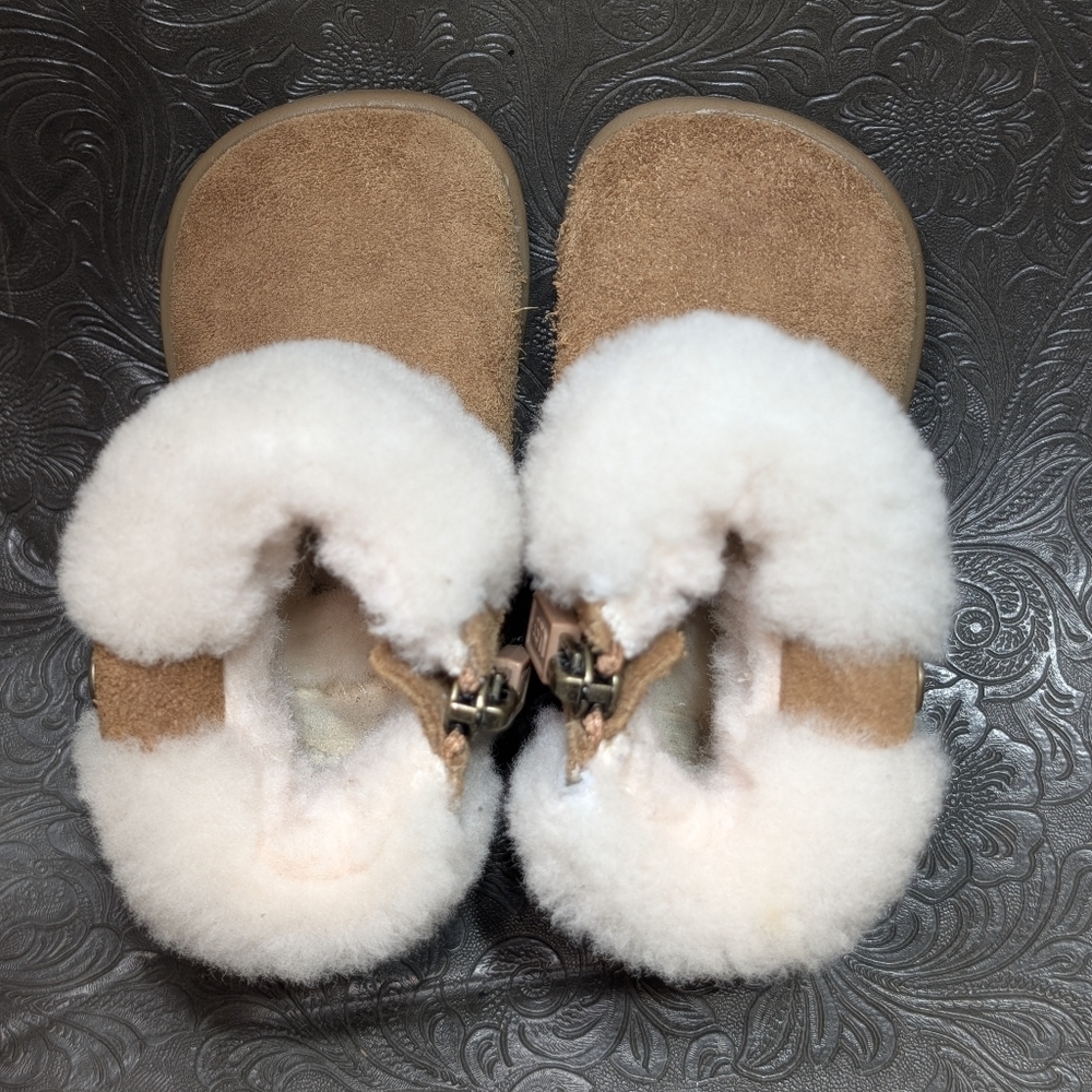 UGG Infant Size 0/1 XS Ramona Brown Suede Boots Size 0/1 XS Faux Fur Lining - Picture 5 of 12